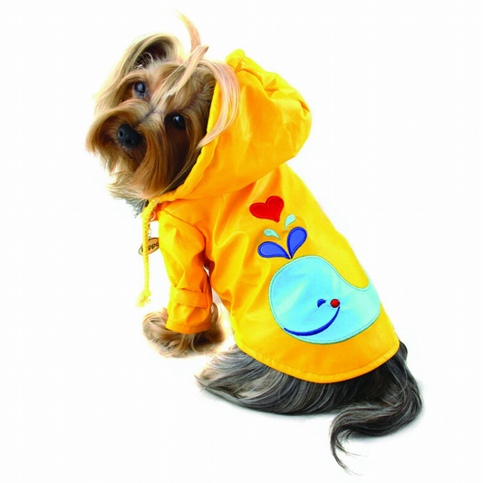 Splashing Whale Raincoat with Cotton Lining - Hipster Pugs Dog Duds