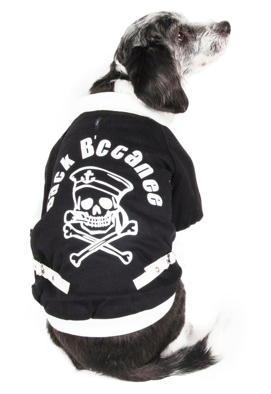 Varsity-Buckled Collared Pet Coat - Hipster Pugs Dog Duds