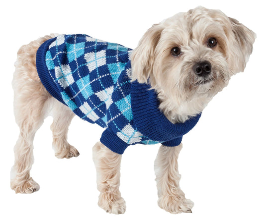 Argyle Style Ribbed Fashion Pet Sweater - Hipster Pugs Dog Duds